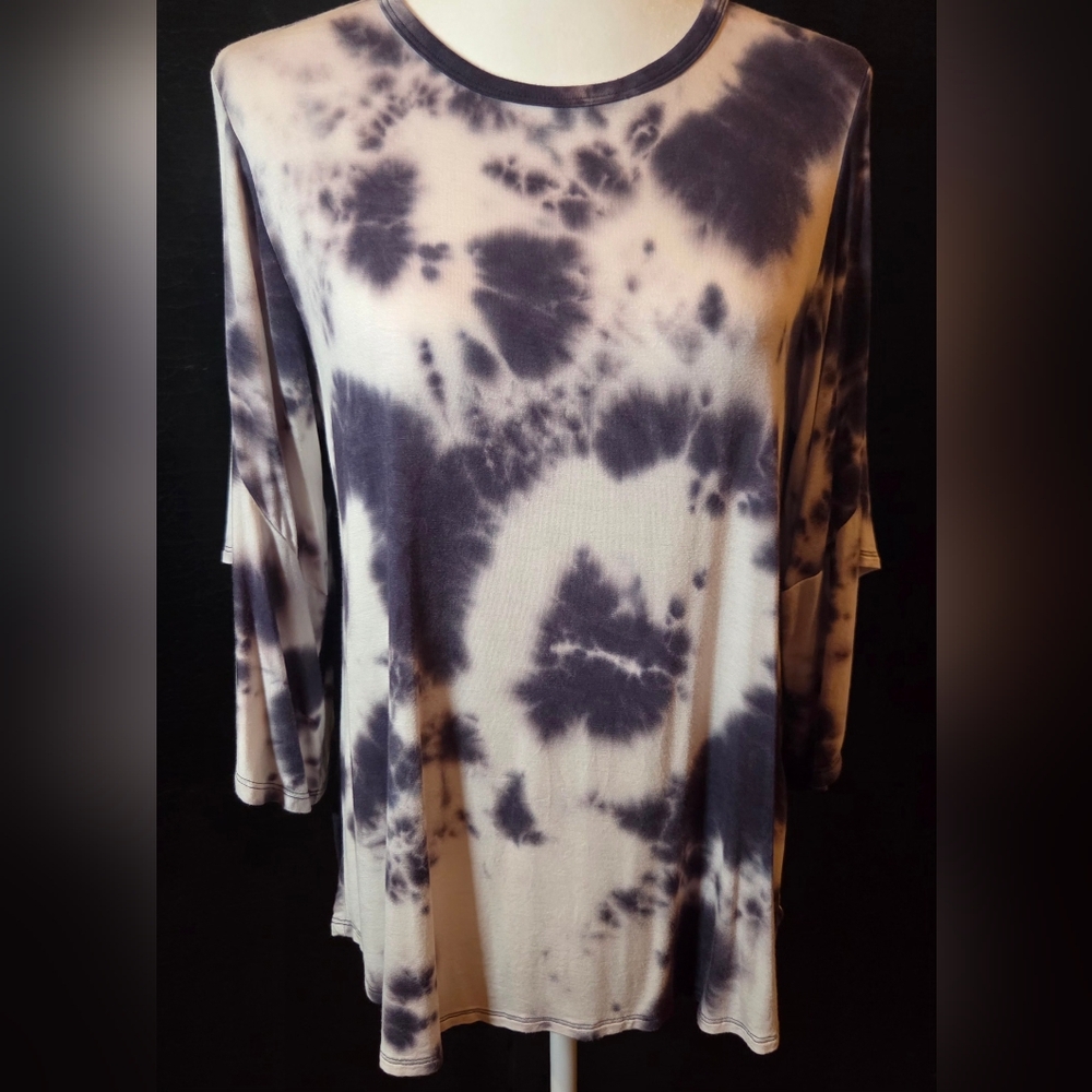 NWOT Survival Boutique Purple Tie Dye Bell Sleeve Tunic M Like New - Picture 4 of 13